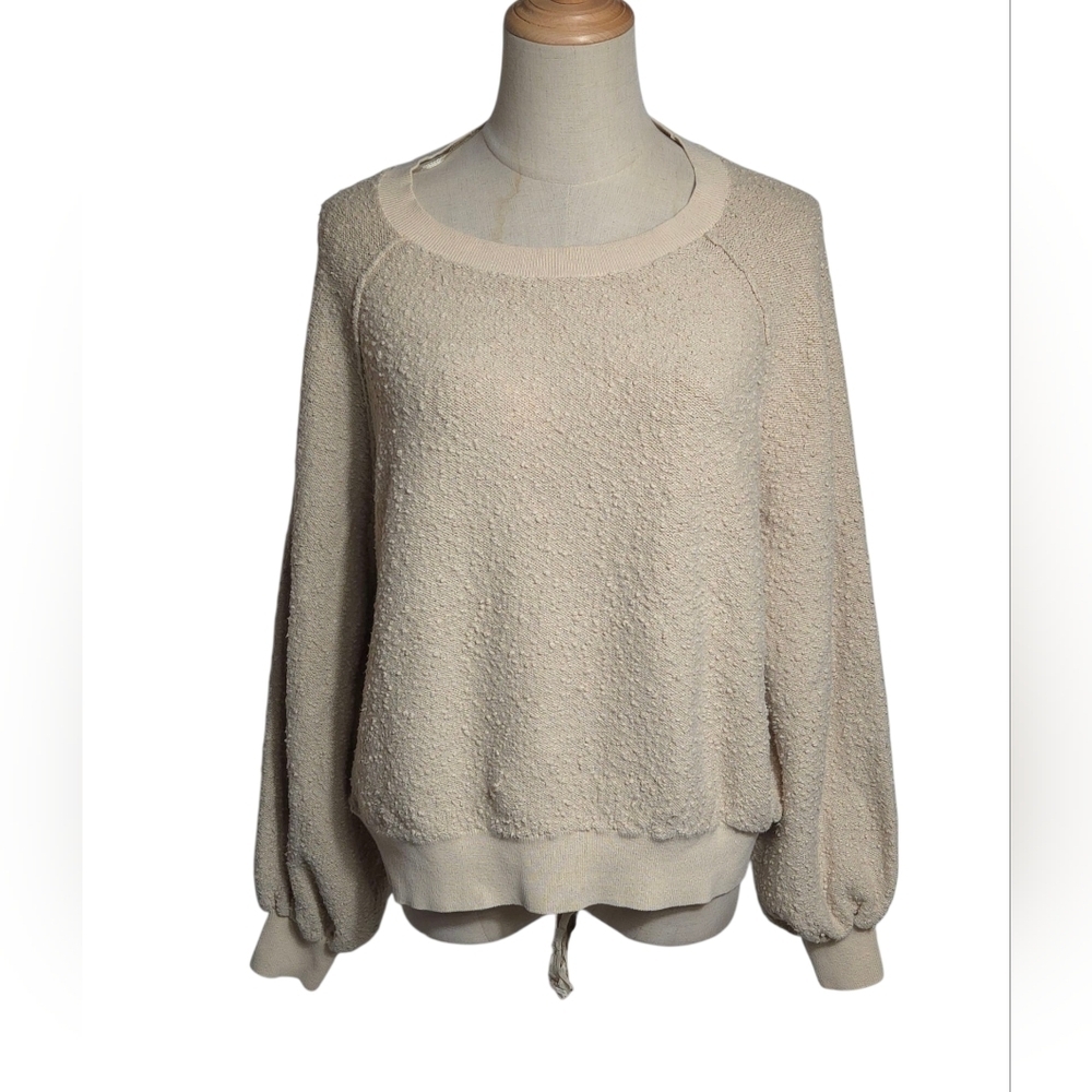 Free People Textured Cream Beige Sweater